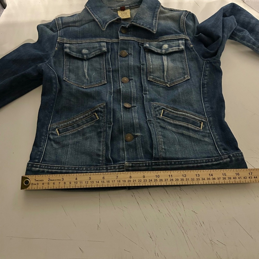 Vintage USA made 7 For All Mankind Denim Trucker Jacket Medium Wash Cinch - Picture 8 of 12